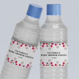 Mexican Flowers Baby Shower Fiesta Waterfles Etiket