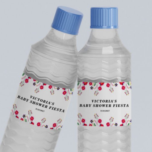 Mexican Flowers Baby Shower Fiesta Waterfles Etiket
