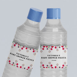 Mexican Flowers Baby shower Fiesta Waterfles Etiket