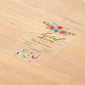 Mexican Flowers Drinks Bridal Shower  Acryl Uitnodigingen (Laagn)