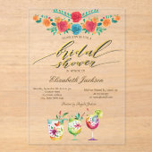 Mexican Flowers Drinks Bridal Shower  Acryl Uitnodigingen (Voorkant)