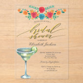 Mexican Flowers Margarita Bridal Shower Acryl Uitnodigingen (Voorkant)