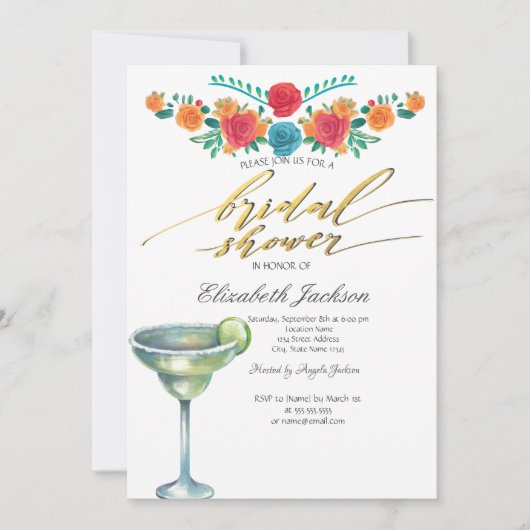 Mexican Flowers Margarita Vrijgezellenfeest Kaart (Voorkant)