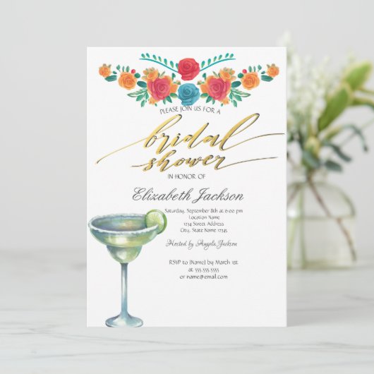 Mexican Flowers Margarita Vrijgezellenfeest Kaart (Staand voorkant)
