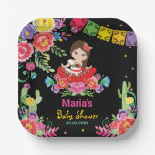Mexican Flowers Señorita Girl Baby shower Papieren Bordje (Voorkant)