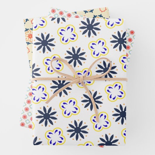 Mexican Folk Art Bloemen sinaasappel kleurrijk Inpakpapier Vel (In situ)