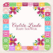 Mexican Folk Art Floral Baby Shower Coasters Kartonnen Onderzetters (Voorkant)