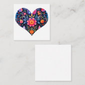Mexican Folk Art Heart Design Gift Enclosure Kaart Notitiekaartje (Voorkant / Achterkant)