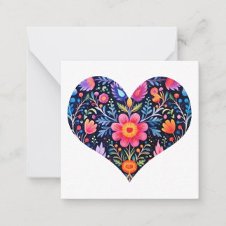 Mexican Folk Art Heart Design Gift Enclosure Kaart Notitiekaartje