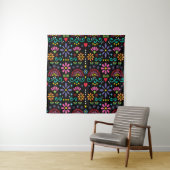 Mexican folk art seamless pattern, colorful design wandkleed (In situ)