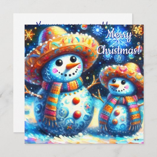Mexican Folk Art Snowmen Snowman Personalized (Voorkant / Achterkant)