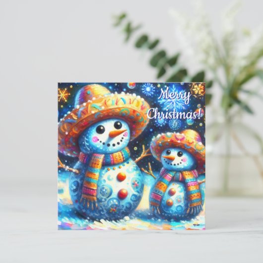 Mexican Folk Art Snowmen Snowman Personalized (Staand voorkant)
