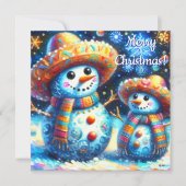 Mexican Folk Art Snowmen Snowman Personalized (Voorkant)