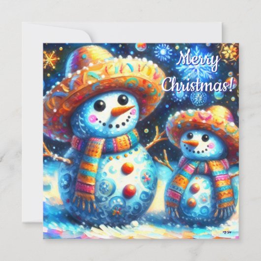 Mexican Folk Art Snowmen Snowman Personalized (Voorkant)