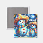 Mexican Folk Art Snowmen Snowman Personalized Magneet (Voorkant / Achterkant)