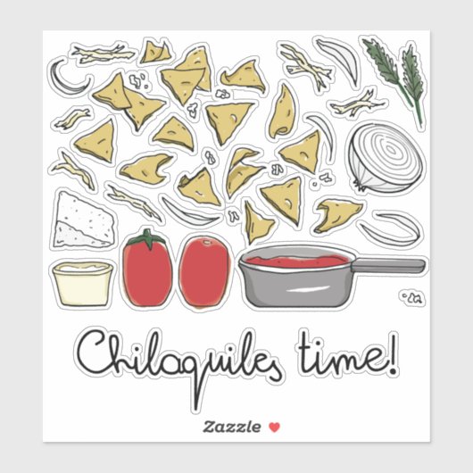 Mexican food: Chilaquiles Rojos (fried tortillas) Sticker (Vel)