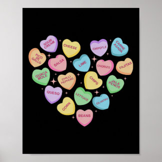 Mexican Food Heart Conversation Nachos Tacos Valen Poster
