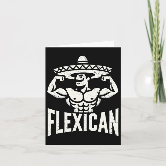 Mexican Funny Flexican Bodybuilding Flexing Muscle Kaart (Voorkant)