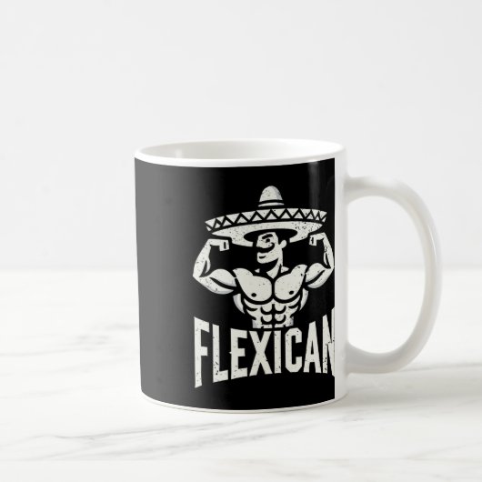 Mexican Funny Flexican Bodybuilding Flexing Muscle Koffiemok (Rechts)
