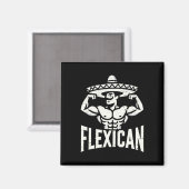 Mexican Funny Flexican Bodybuilding Flexing Muscle Magneet (Voorkant / Achterkant)