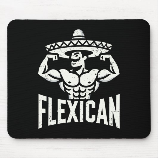 Mexican Funny Flexican Bodybuilding Flexing Muscle Muismat (Voorkant)