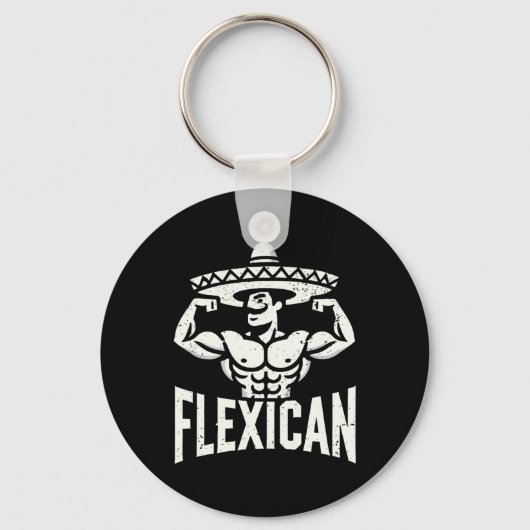 Mexican Funny Flexican Bodybuilding Flexing Muscle Sleutelhanger (Voorkant)