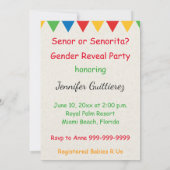 Mexican Gender Reveal Baby shower Invitation Kaart (Achterkant)