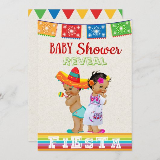 Mexican Gender Reveal Baby shower Invitation Kaart (Voorkant / Achterkant)