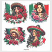Mexican Girl and man sombrero mexico Vlag kunst Sticker (Vel)