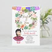 Mexican Girl Baby shower Invitation Kaart (Staand voorkant)