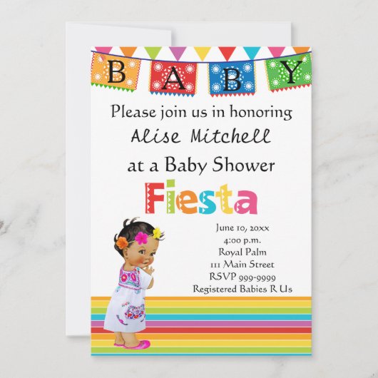 Mexican Girl Baby shower Invitation Kaart (Voorkant)