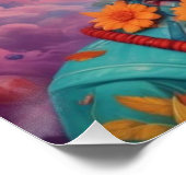 Mexican Girl in Space Frida Style Glossy Poster (Hoek)