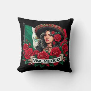 Mexican Girl Viva mexico Vlag illustratie Kussen