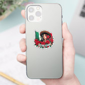 Mexican Girl Viva mexico Vlag illustratie Sticker (Telefoon)