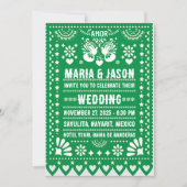 Mexican Green Papel Picado Fiesta Folk Art Wedding Kaart (Voorkant)