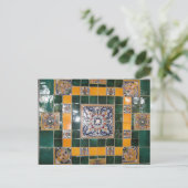 Mexican Green Talavera Style Tile-werk Briefkaart (Staand voorkant)