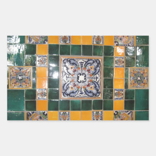 Mexican Green Talavera Style Tile-werk Rechthoekige Sticker