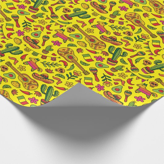 Mexican Hand Drawn Cinco de Mayo Thmet Piñata Cadeaupapier (Hoek)