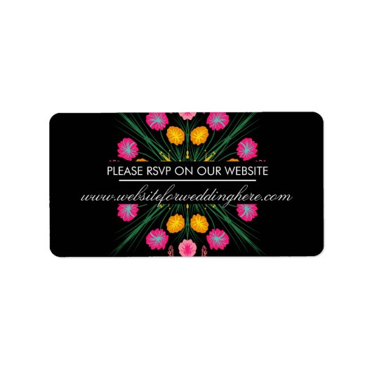 Mexican Hand Drawn Floral Spanish Website Card Etiket (Voorkant)