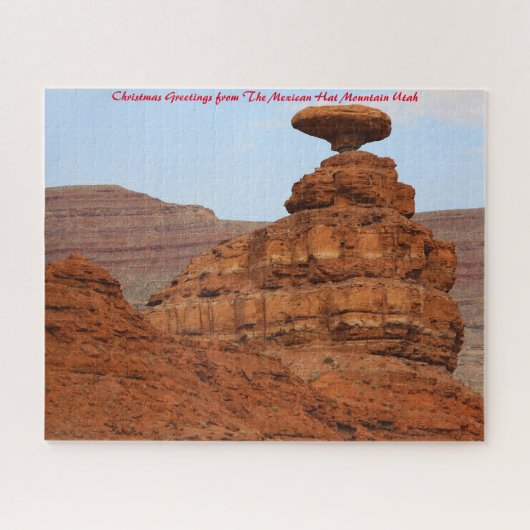 Mexican Hat Mountain Utah. Kerstgroeten Legpuzzel (Horizontaal)