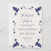 Mexican Indigo Purple Minimalist Elegant Wedding Kaart (Voorkant)