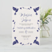 Mexican Indigo Purple Minimalist Elegant Wedding Kaart (Staand voorkant)
