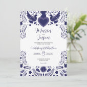 Mexican Indigo Violet Otomi Tenangos Boda Wedding Kaart (Staand voorkant)