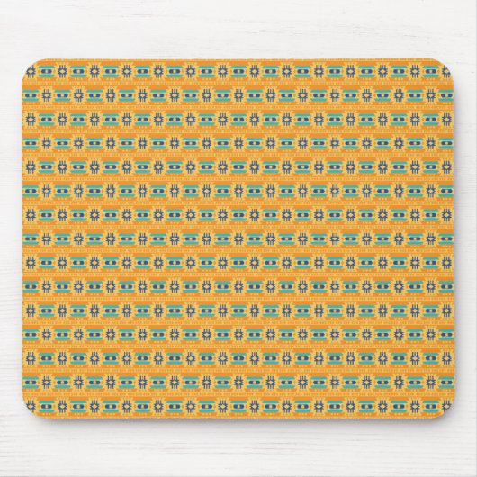 Mexican inspired pattern in yellow and blue muismat (Voorkant)