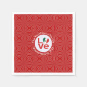 Mexican LOVE Heart Flag Valentijn gepersonaliseerd Servet (Voorkant)