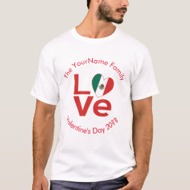 Mexican LOVE Heart Flag Valentijn gepersonaliseerd T-shirt