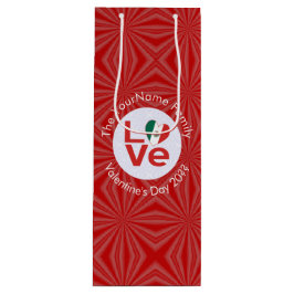 Mexican LOVE Heart Flag Valentijn gepersonaliseerd Wijn Cadeautas