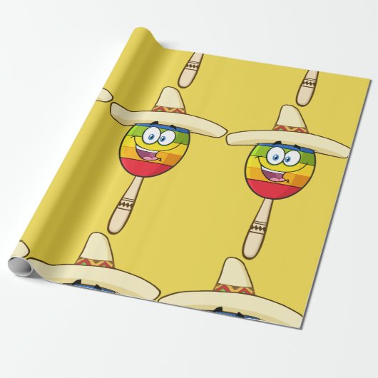 Mexican Maraca Wrapping Paper Cadeaupapier (Uitgerold)
