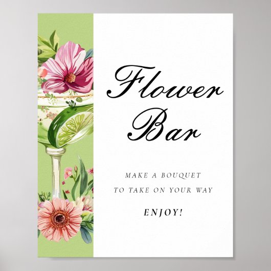 Mexican Margarita Flower Bar Vrijgezellenfeest Sig Poster (Voorkant)