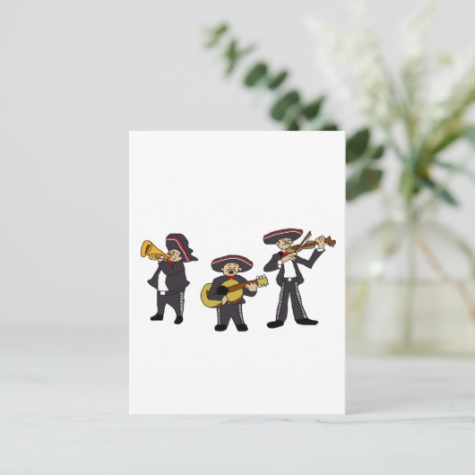 Mexican Mariachi Band Fiesta Music Cartoon Art Briefkaart (Staand voorkant)